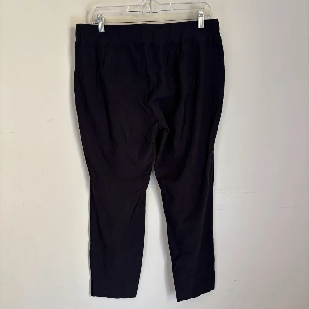 Eileen Fisher Slim Ankle Pants Medium Black Stretch Crepe Classic Quiet Luxury